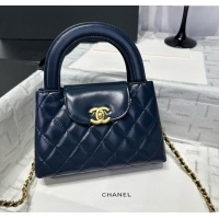 Low Cost Chanel Shiny Calfskin Mini Kelly Shopping Bag AS4416 Deep Blue 2025