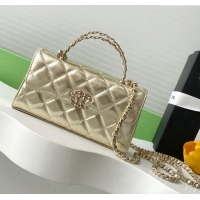 New Design Chanel Phone Holder with Chain in Lambskin AP3238 Gold Spring-Summer 2025