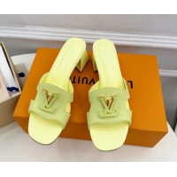 Durable Louis Vuitton Mare Heel Slides Sandal 5.5cm in Calfskin Leather Yellow 0607039