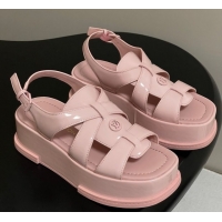 Sumptuous Louis Vuitton Maya Flatform Sandals 5cm in Patent Leather Light Pink 2025 1ACYJL 0607060