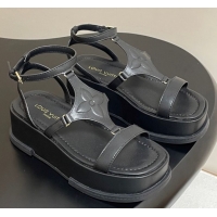 Popular Style Louis Vuitton Maya Platform Sandals 5cm in Calf Leather Black 0607066