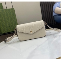 Well Crafted Gucci GG Leather Super Mini Shoulder Bag 772794 White/Black 2024