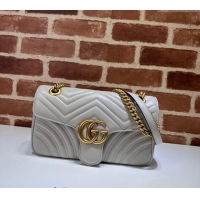 Top Grade Gucci GG Marmont Matelasse Leather Small Shoulder Bag 443497 Light Grey 2024