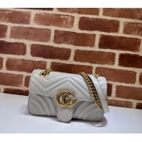 Good Looking Gucci GG Marmont Matelasse Leather Mini Bag 446744 Light Grey 2024