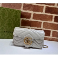 Top Grade Gucci GG Marmont Matelasse Leather Super Mini Bag ‎476433 Light Grey 2024