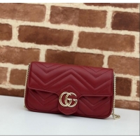 Top Grade Gucci GG Marmont Leather Mini Bag 751526 Burgundy/White 2024