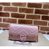 Top Grade Gucci GG Marmont Leather Mini Bag 751526 Pink/White 2024