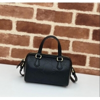 Well Crafted Gucci GG Leather Super Mini Top Handle bag 790130 Black 2024