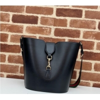 Top Grade Gucci Leather Medium Bucket Shoulder bag 782904 Black 2024