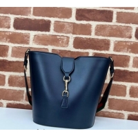 Top Design Gucci Leather Medium Bucket Shoulder bag 782904 Dark Blue 2024