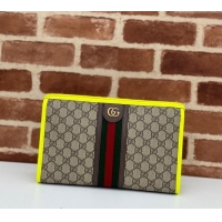 Top Quality Gucci Ophidia GG Canvas Pouch with Fluorescent Yellow Leather Trim 598234 2024