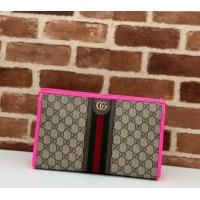 Promotional Gucci Ophidia GG Canvas Pouch with Fluorescent Pink Leather Trim 598234 2024