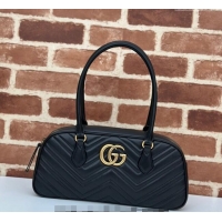Famous Brand Gucci GG Marmont Leather Medium Top handle bag 795218 Black 2024