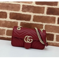 Best Quality Gucci GG Marmont Matelasse Leather Mini Bag 446744 Burgundy 2024