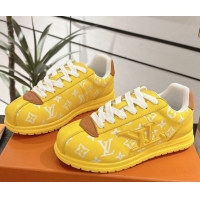 Stylish Louis Vuitton Leather Sneakers Yellow 0609002