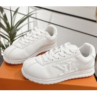 Sumptuous Louis Vuitton Leather Sneakers All White 0609003