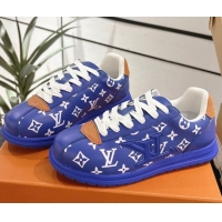 Grade Quality Louis Vuitton Leather Sneakers Blue 0609006