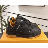 Shop Duplicate Louis Vuitton Trainer Damier Leather Sneakers Black 0609010
