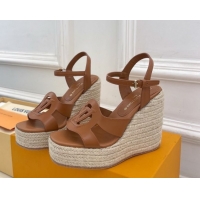 Popular Style Louis Vuitton LV Isola Wedge Sandals 12cm in Calf Leather Brown 1ACI9A 0609012
