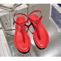 Hot Style Louis Vuitton Sunkiss Flat Thong Sandals Patent Leather Red 0609038