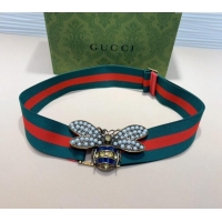 Specials Cheap Gucci Web Belt with Bee Buckle 0708 Green/Red 2024