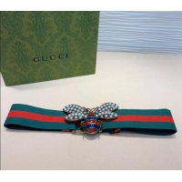 Newly Launched Gucci Web Belt with Bee Buckle 0708 Green/Red 2024