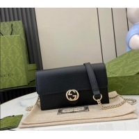 Good Product Gucci Blondie Grained Leather Mini Bag with Chain 510314 Black 2024