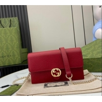 Best Quality Gucci Blondie Grained Leather Mini Bag with Chain 510314 Red 2024