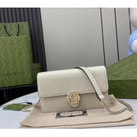 High Quality Gucci Blondie Grained Leather Mini Bag with Chain 510314 White 2024