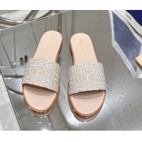 Low Price Louis Vuitton Flat Slides Sandal in Monogram Jacquard Nude Pink 0609050