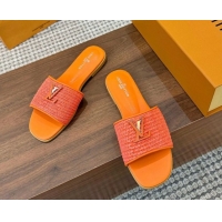 1:1 aaaaa Louis Vuitton LV Mare Flat Slides Sandal in Straw-Like Orange 0609060