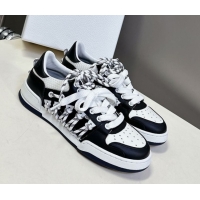 Charming Dior First Low-Top Sneakers in Black and White Calfskin with Two-Tone Laces 0425005