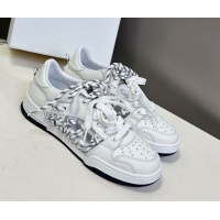Big Discount Dior First Low-Top Sneakers in White Calfskin Leather with Two-Tone Laces 0425006