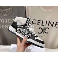 Unique Style Dior First High-Top Sneakers in Black and White Calfskin with Two-Tone Laces 0425007