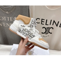 Best Product Dior First High-Top Sneakers in Apricot and White Calfskin with Two-Tone Laces 0425009