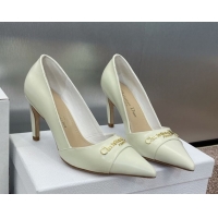 Pretty Style Dior My Dior Pumps 8cm in Shiny Calfskin White 0425017
