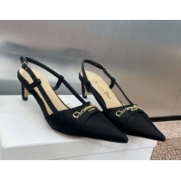 Luxurious Dior My Dior Slingbacks Pump 5cm in Moiré Fabric Black 0425021