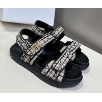 Luxury Dior Dioract Sandals in Cannage Tweed Black/Beige 0425043