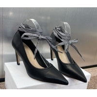 Big Discount Dior D-Journey Lace-Up Pumps 7cm in Perforated Supple Lambskin with Lace Black 0425050