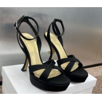 Cheap Price Dior Tribales Heeled Platform Sandals 12cm in Satin Black 0425055