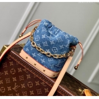 Pretty Style Louis Vuitton Nano Noe Bag in Denim Blue Organic cotton M83043 2025