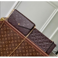 Best Price Louis Vuitton Felicie Pochette Bag in Embossed Grained Leather M14193 Chocolate 2025