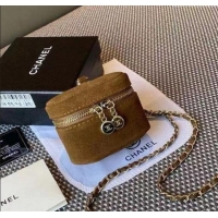 Buy Fashionable Chanel AirPods Case in Suede 0618 Light Brown 2025