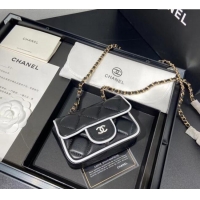 Good Product Chanel Leather Clutch with Chain 0618 Black 2025