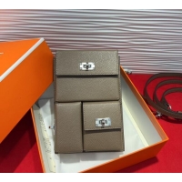 Super Quality Hermes Kelly Multipocket To Go Pouch with Silver-Tone Hardware 18020 Grey 2025