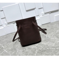 Good Taste Miu Miu Nappa leather bucket mini-bag Briarwood 5NF460 Brown 2025