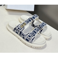 Best Product Dior Dioract Slide Sandal in Deep Blue Jacquard with Dior Oblique 5051602