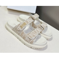 Top Design Dior Dioract Slide Sandal in Beige Jacquard with Dior Oblique 5051603