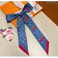 Cheap Design Louis Vuitton LV x TM Cherry Bandeau Scarf 5x120cm M96085 Denim Blue 2025