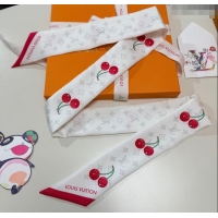 Famous Brand Louis Vuitton LV x TM Cherry Bandeau Scarf 5x120cm M96085 White 2025